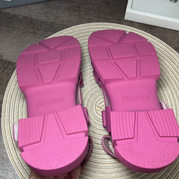 Ganni Pink Sling Back Sandles - Picture 7 of 10
